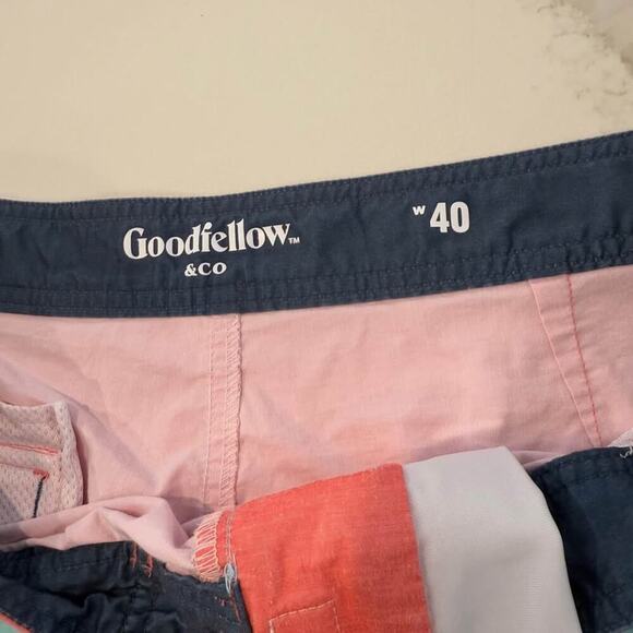 Goodfellow & Co™ Board Shorts Swim Trunks Men’s 40 Blue/Red Striped Tie Front - Picture 3 of 6